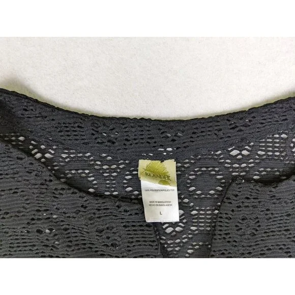 ISLANDER - WOMEN'S BLACK SHEER LACE TANK TOP TUNIC - SIZE L - Picture 4 of 6